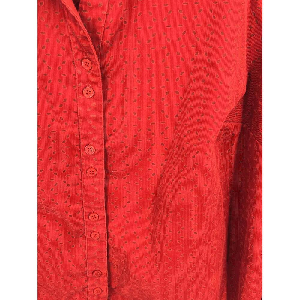 Red Eyelet Button-Down Shirt Plus Size 1X Cotton Blend Liz & Me - Picture 5 of 8